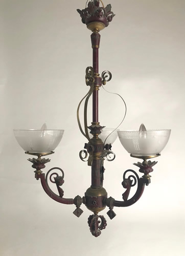 Egyptian Revival 3- light Gas Chandelier